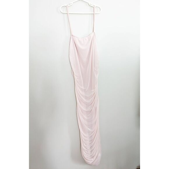 PrettyLittleThing Nude Strappy Mesh Midaxi Dress - Picture 4 of 9